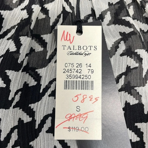 NWT Talbots 100% Silk Houndstooth Blouse with Black Camisole S - Picture 10 of 15